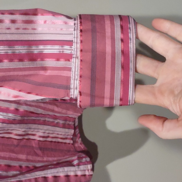 New York & Company Pink Striped Shirt, M - Picture 4 of 7